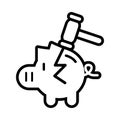 Piggy savings money with hammer