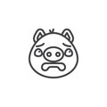 Piggy scared face emoji line icon