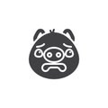 Piggy scared face emoji vector icon