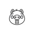 Piggy silent face emoticon line icon Royalty Free Stock Photo