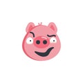 Piggy sly face emoticon flat icon