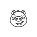 Piggy sly face emoticon line icon