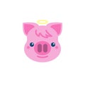 Piggy Smiling Face With Halo Emoji flat icon