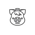 Piggy Smiling Face With Halo Emoji line icon
