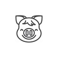 Piggy Smiling face with smiling eyes emoji line icon