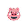 Piggy suspicious face emoji flat icon