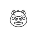 Piggy suspicious face emoji line icon