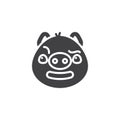 Piggy suspicious face emoji vector icon