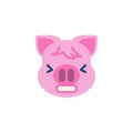 Piggy Tired face emoji flat icon