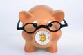 Piggybank with Bitcoin Royalty Free Stock Photo