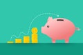 Piggybank and coins as finances concept