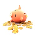 Piggybank and coins