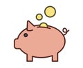 Piggybank icon. Line colored vector illustration. Isolated on white background