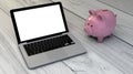 Piggybank and laptop