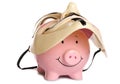 Piggybank and vendetta mask Royalty Free Stock Photo