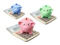 Piggybanks and Calculators Royalty Free Stock Photo