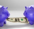 Piggybanks Eating Money Showing Financial Counselling Royalty Free Stock Photo