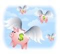 Piggybanks with Wings Flying