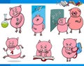 Piglet character student cartoon set