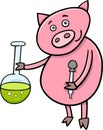 Piglet at chemistry cartoon illustration