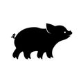 Piglet icon. Vector Image, pig silhouette, isolated on white background. Royalty Free Stock Photo