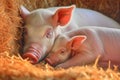 piglet nursing from sow, focus on their connection Royalty Free Stock Photo