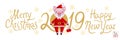 Piglet in the role of Santa Claus white background text 2019