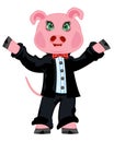 Piglet in suit Royalty Free Stock Photo