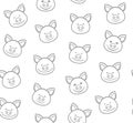 Piglets, seamless pattern, white, gray, vector.