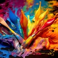 Pigment Palooza: A Fiery Dance of Paintbrushes and Colors
