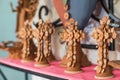 Pigmented clay crosses, traditional Mexican crafts