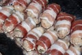 Pigs In Blankets Meat Bacon and Sausage Wrapped Together Royalty Free Stock Photo