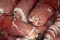 Pigs In Blankets Meat Bacon and Sausage Wrapped Together Royalty Free Stock Photo