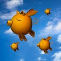 Pigs can fly through the sky Royalty Free Stock Photo