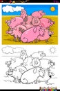 Pigs farm animal characters group color book Royalty Free Stock Photo