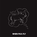 When pigs fly idiom illustration Royalty Free Stock Photo
