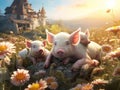 Ai Generated illustration Wildlife Concept of Pigs Royalty Free Stock Photo