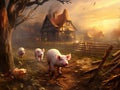Ai Generated illustration Wildlife Concept of Pigs Royalty Free Stock Photo