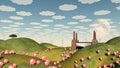 Pigs move like lemmings Royalty Free Stock Photo