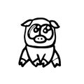 Pigs and piglets. illustration. Cartoon sketch style. Hand outline drawing cheerful funny animal. vector