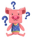 Pigs with question marks, illustration, vector Royalty Free Stock Photo
