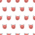 Pigs seamless vector background. Cute polka dot pig faces pattern coral pink on white. Geometric fun kids design. For fabric, kids Royalty Free Stock Photo
