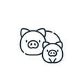 pigs vector icon isolated on white background. Outline, thin line pigs icon for website design and mobile, app development. Thin