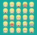 Pigtail Blonde Girl Emoticons Cartoon