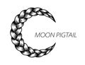 Pigtail moon symbol. Simple black curly wavy.