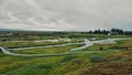 Pigvellir, view of the landscape icelandic where the two tectonic plates join, Pigvellir, Iceland