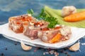 Pihtije - serbian traditional dish - aspic with pork meat and vegetables