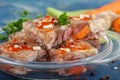 Pihtije - serbian traditional dish - aspic with pork meat and vegetables. Royalty Free Stock Photo