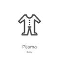 pijama icon vector from baby collection. Thin line pijama outline icon vector illustration. Outline, thin line pijama icon for