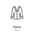 Pijama outline vector icon. Thin line black pijama icon, flat vector simple element illustration from editable clothes concept